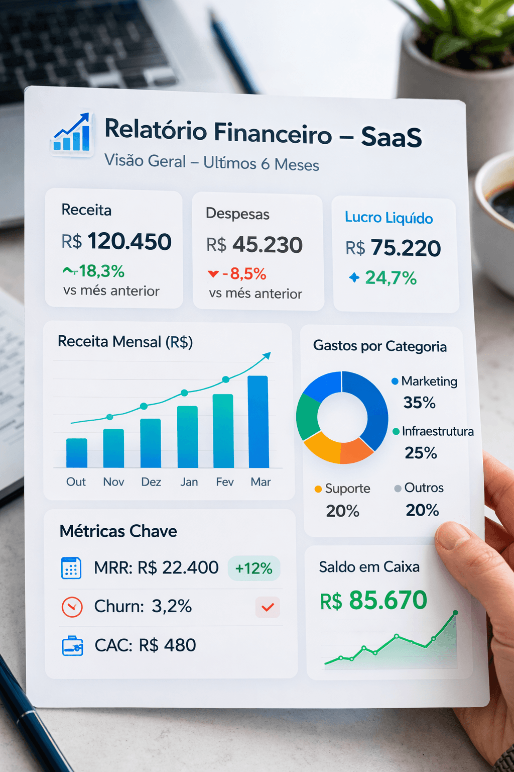 Pessoa analisando relatórios financeiros